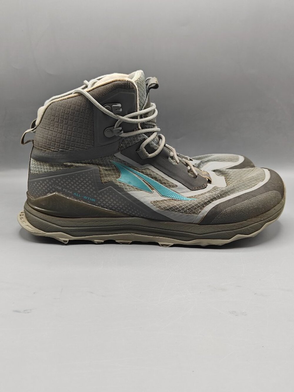 Altra Lone Peak ALL-WTHR Mid Women's Gray Teal Hiking Boots AL0A4VRA231 Size 10